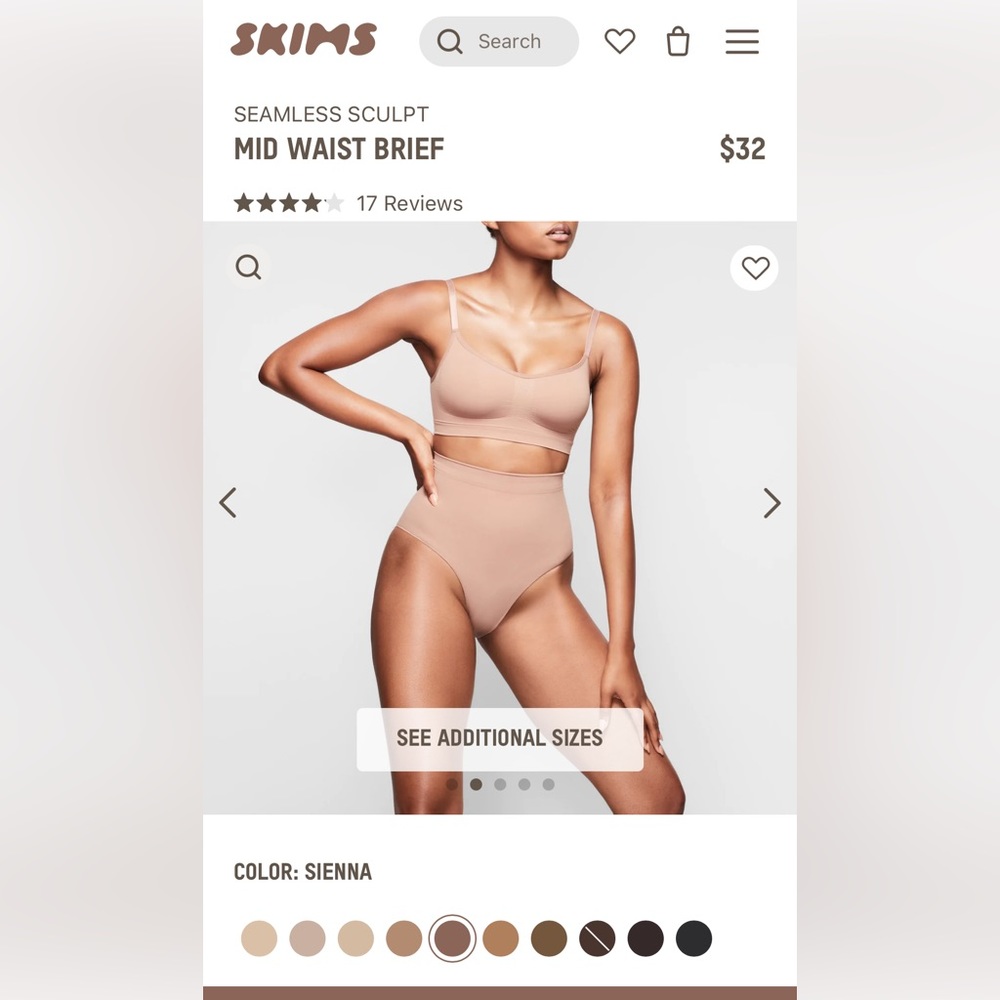 SKIMS Sculpting Mid Waist Brief S/M